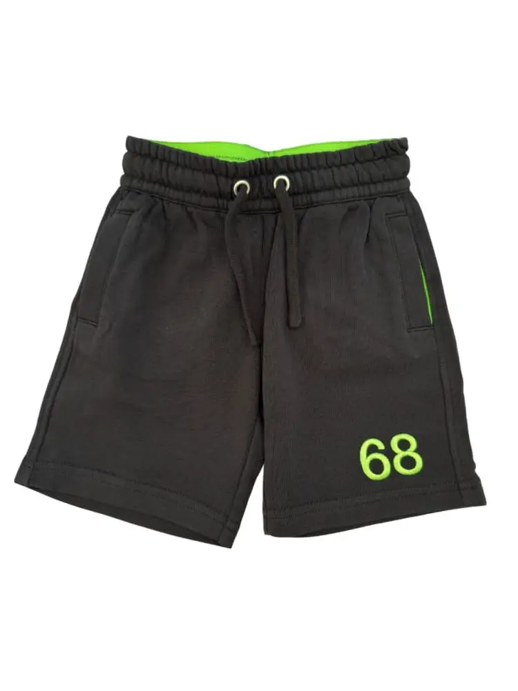 shorts nero bambino logo fluo