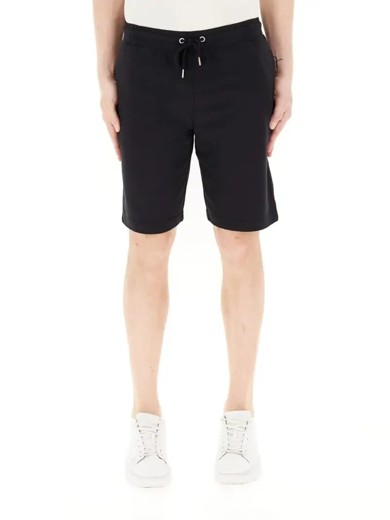 Sun68 shorts nero uomo in cotone logo sul retro