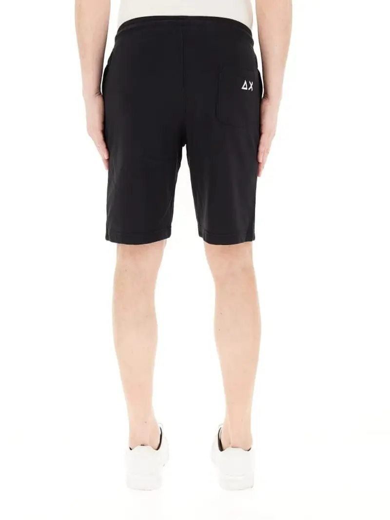 Sun68 shorts nero uomo in cotone logo sul retro miniatura 2