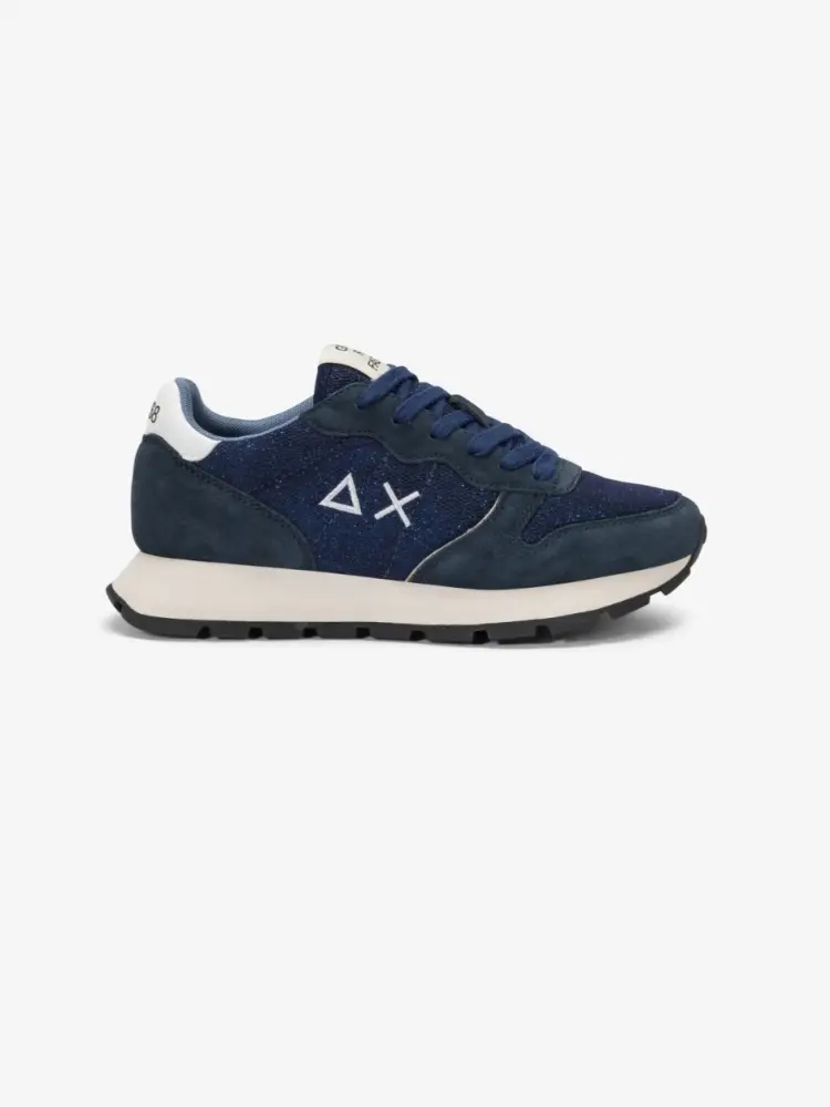 sneaker ally glitter in mesh e suede navy blue