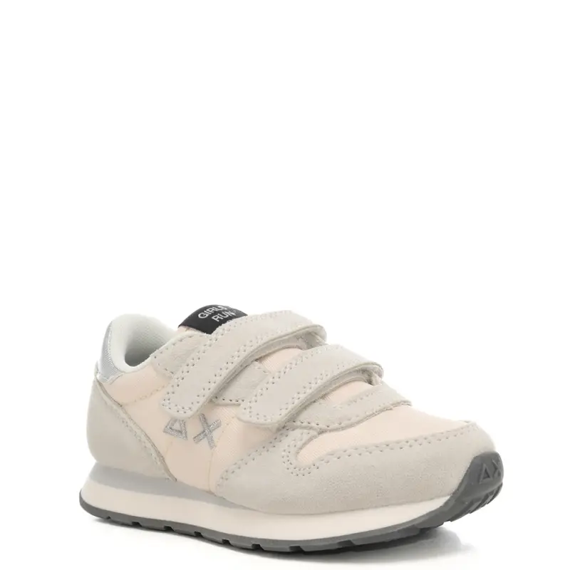 sneakers da bambina con logo ricamato sulla parte esterna bianco panna miniatura 2