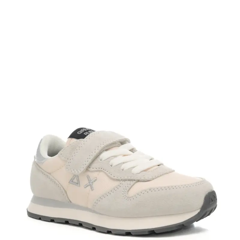 sneakers da bambina con logo ricamato sulla parte esterna bianco panna miniatura 2