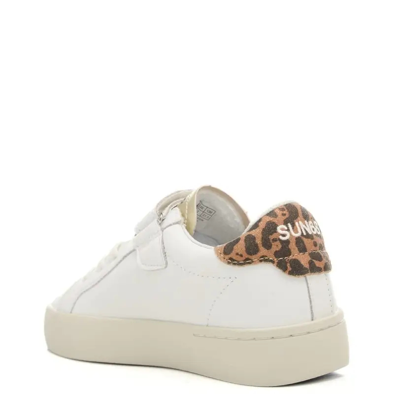 sneakers da bambina con logo ricamato sulla parte esterna e inserto animalier bianco oro miniatura 3