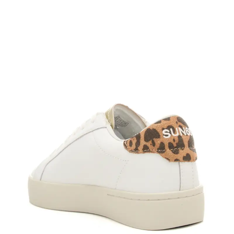 sneakers da bambina con logo ricamato sulla parte esterna e inserto animalier bianco oro miniatura 3