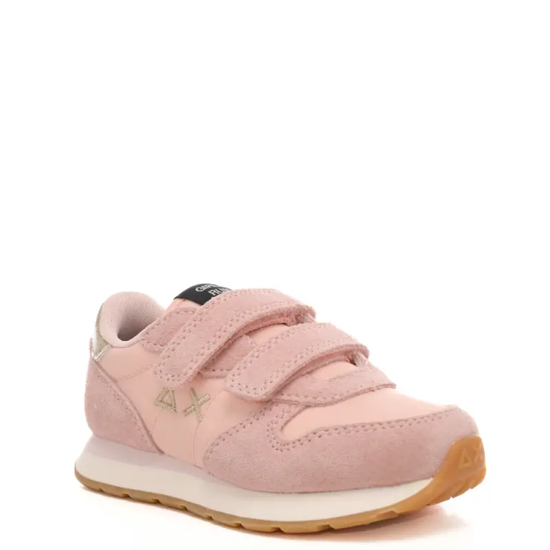 sneakers da bambina con logo ricamato sulla parte esterna rosa miniatura 2