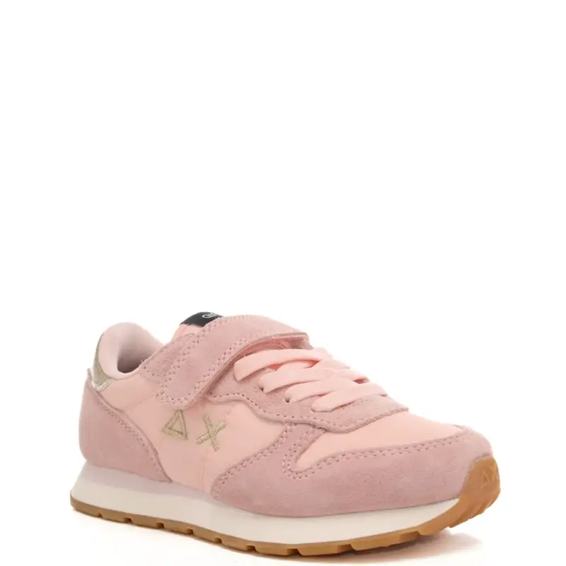 sneakers da bambina con logo ricamato sulla parte esterna rosa miniatura 2