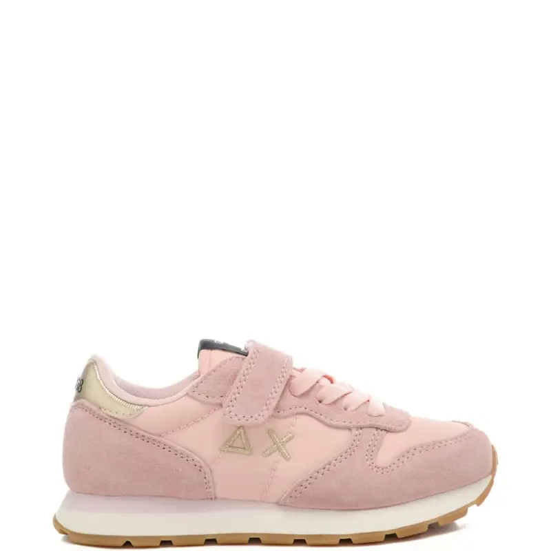 sneakers da bambina con logo ricamato sulla parte esterna rosa