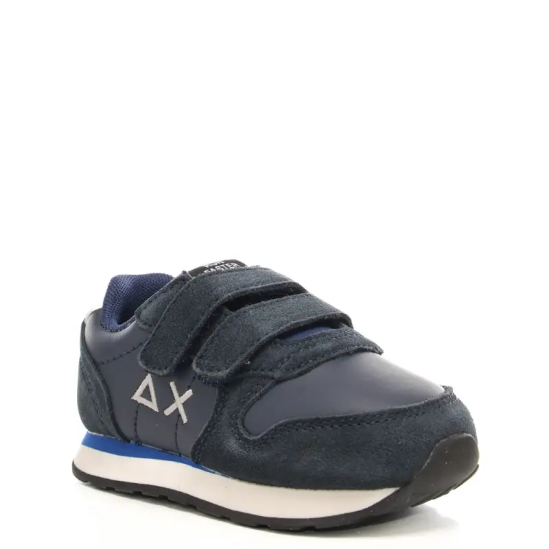 sneakers da bambino con logo sulla parte esterna e inserti in suede blu navy miniatura 2