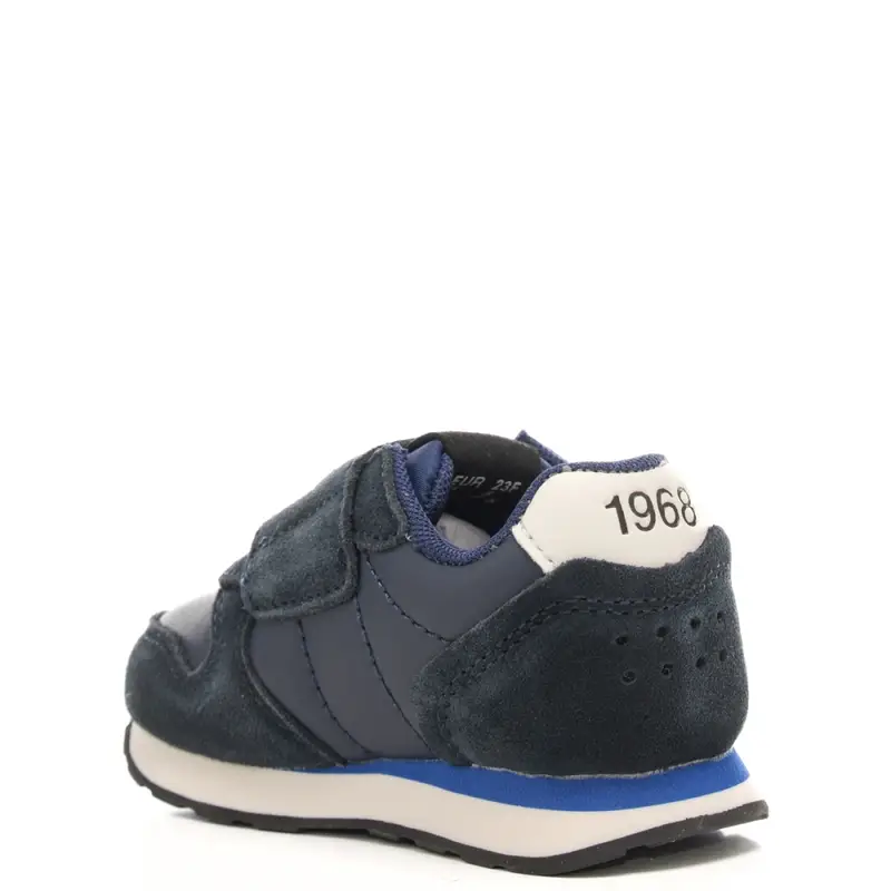 sneakers da bambino con logo sulla parte esterna e inserti in suede blu navy miniatura 3