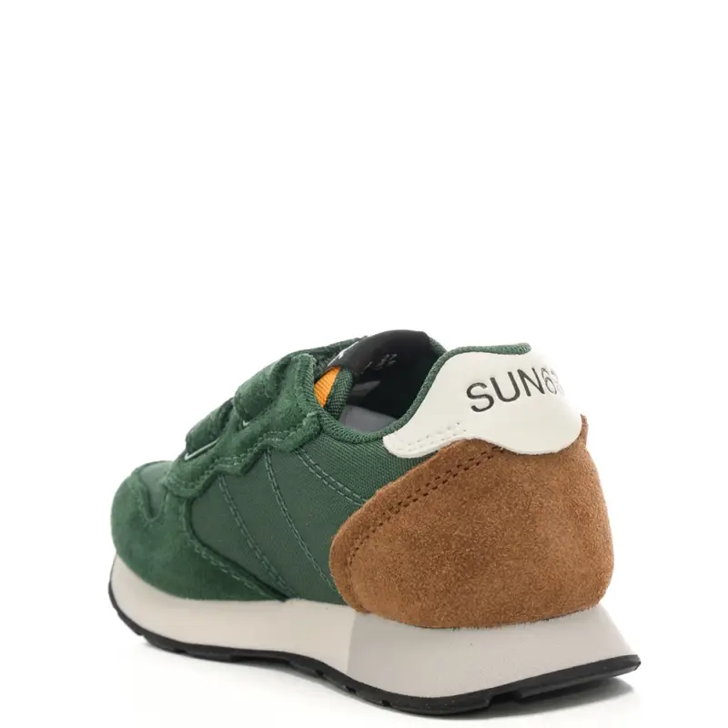 sneakers da bambino con logo sulla parte esterna e inserti in suede verde miniatura 3