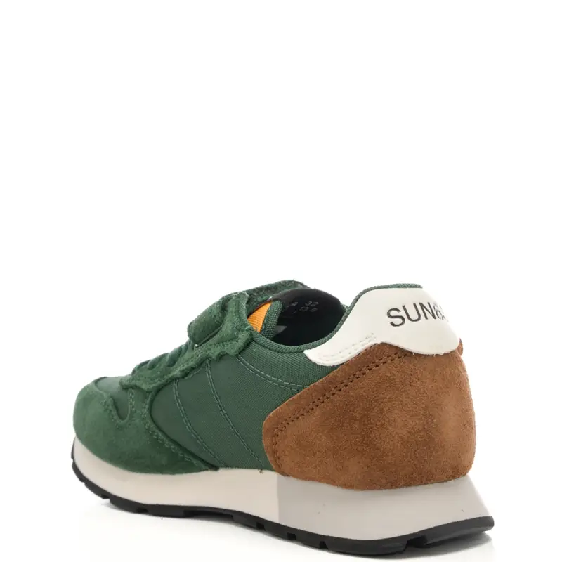 sneakers da bambino con logo sulla parte esterna e inserti in suede verde scuro miniatura 3