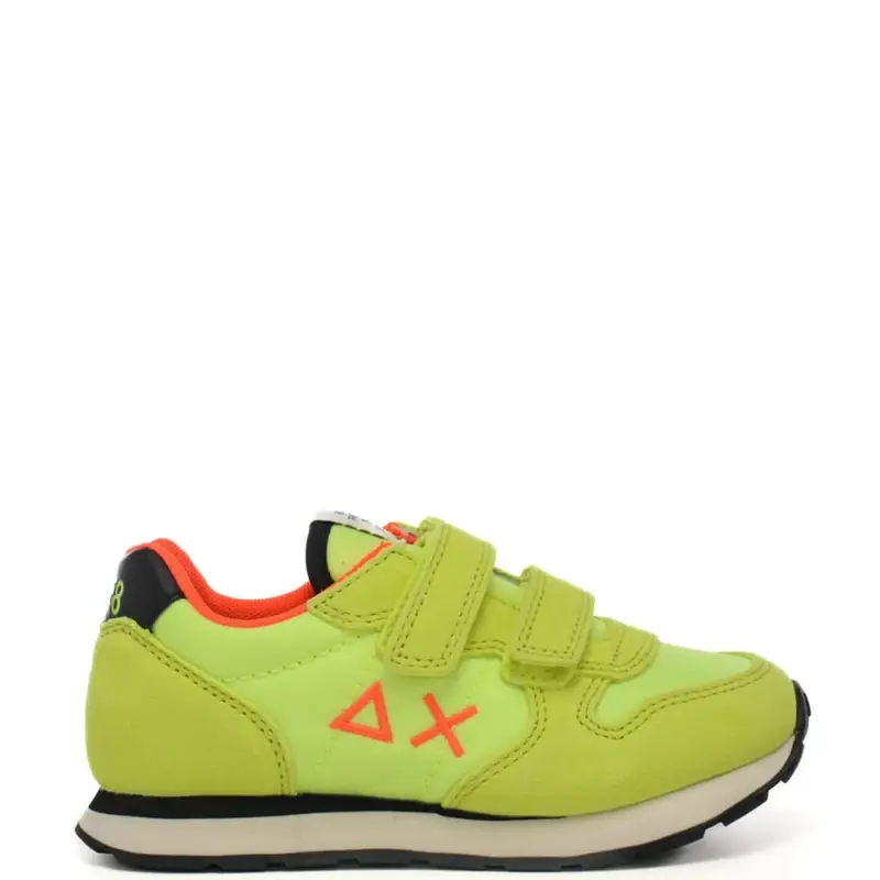 Sun68 sneakers da bimbo tom solid con strappi in velcro giallo fluo