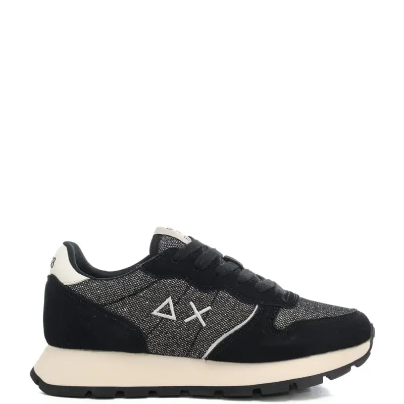 sneakers da donna ally glitter textile con inserti glitterati all over nere