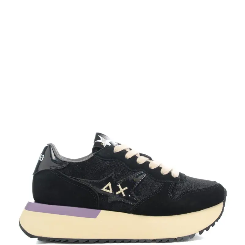 sneakers da donna big stargirl velvet con inserti in suede nere