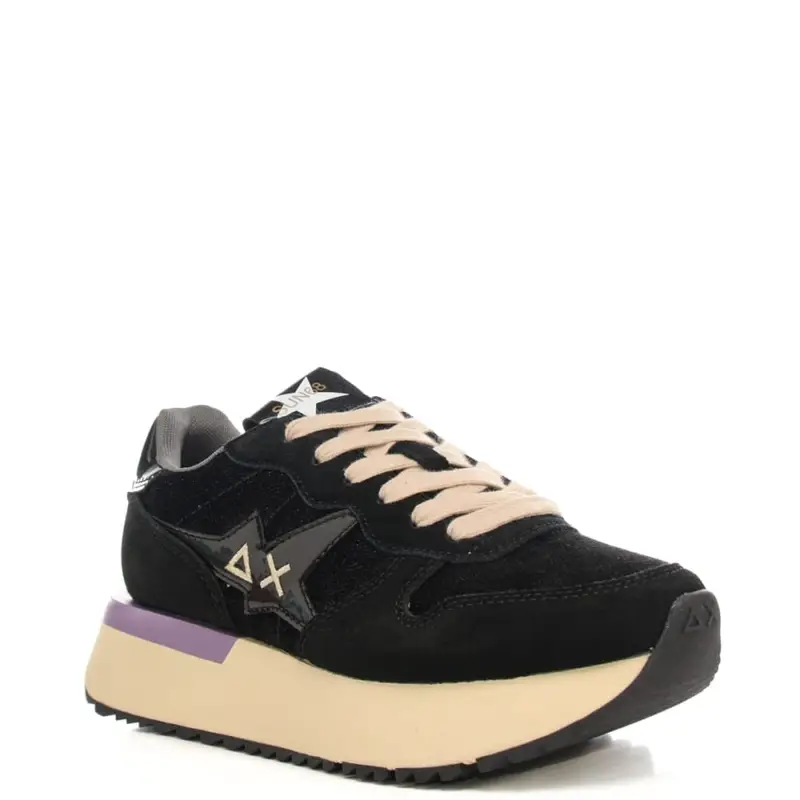 sneakers da donna big stargirl velvet con inserti in suede nere miniatura 2