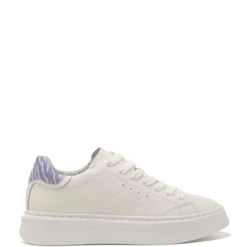 sneakers da donna grace leather con inserto animalier a contrasto sul retro bianco lilla