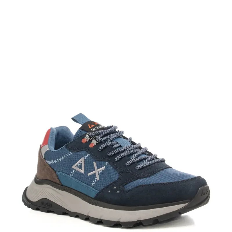 sneakers da uomo fire and camping in tessuto con inserti in camoscio blu navy miniatura 2