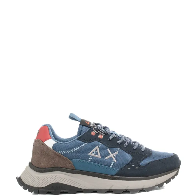 sneakers da uomo fire and camping in tessuto con inserti in camoscio blu navy