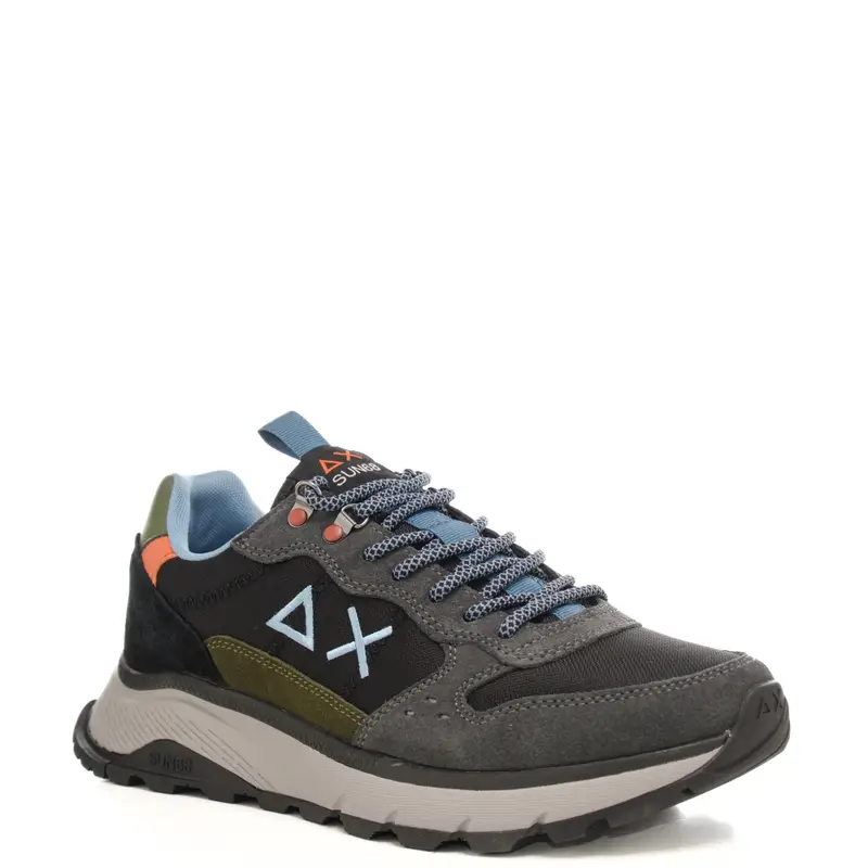 sneakers da uomo fire and camping in tessuto con inserti in camoscio nere miniatura 2