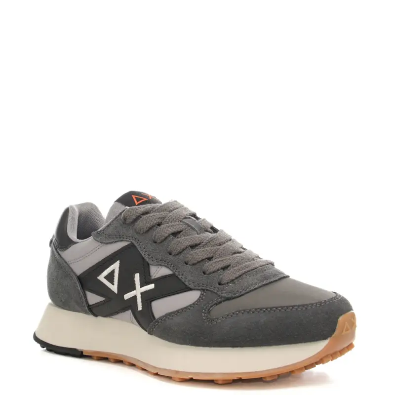 sneakers da uomo jaki bicolor con inserti in suede grigio scuro miniatura 2