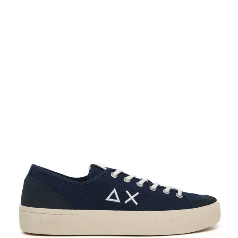 Sun68 sneakers da uomo street canvas con inserti in pelle navy blue