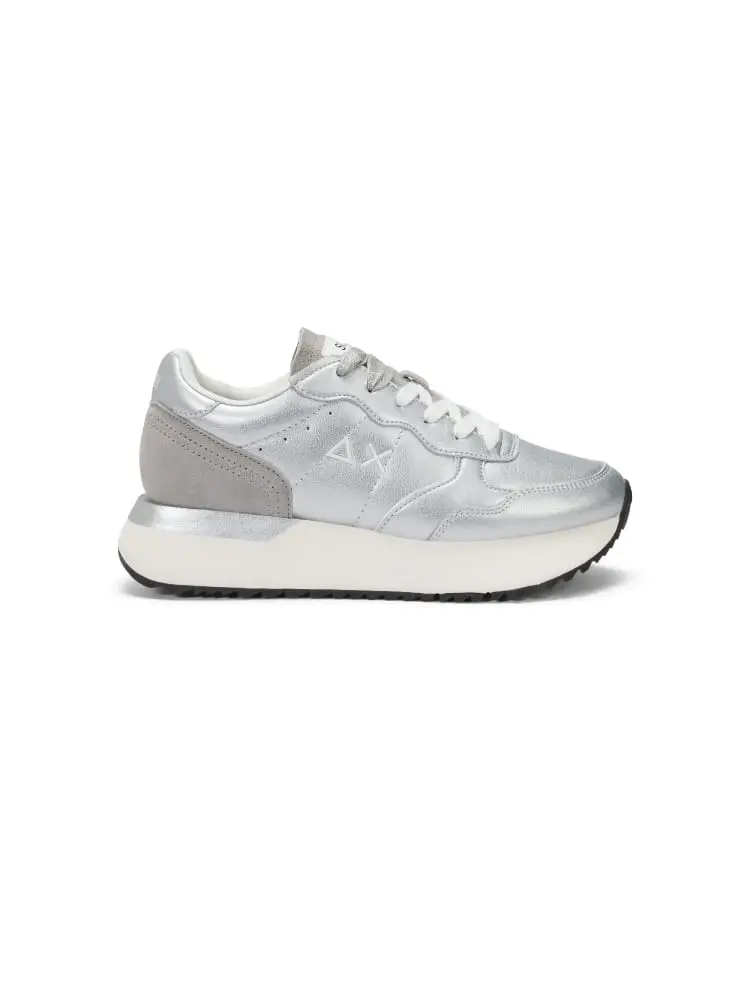 sneakers donna big ally leather argento