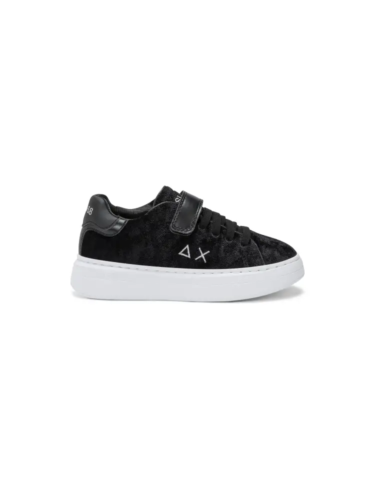 sneakers junior grace in velluto liscio nero