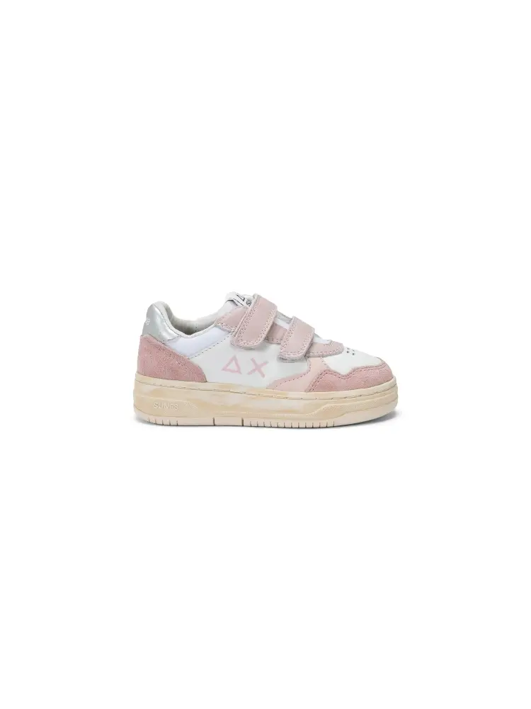 sneakers kids basket love lady bianco e rosa
