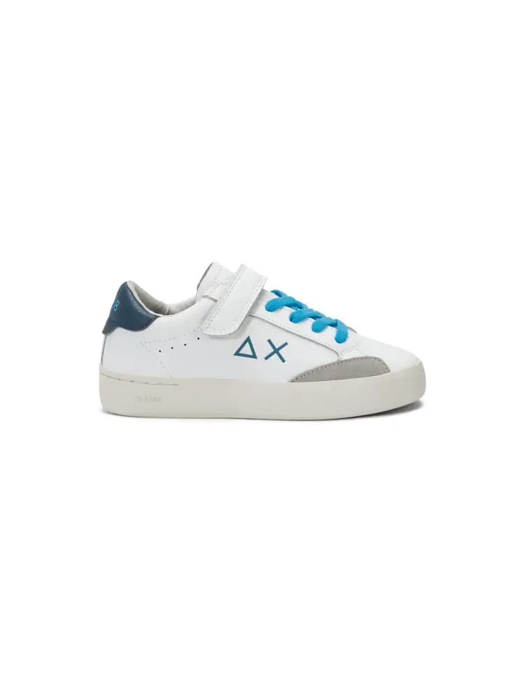sneakers kids/junior boy s street in pelle bianca/navy