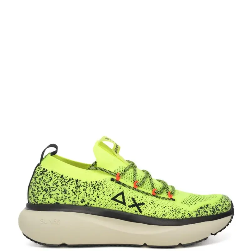 Sun68 sneakers running da uomo jupiter knit con maxi suola giallo fluo