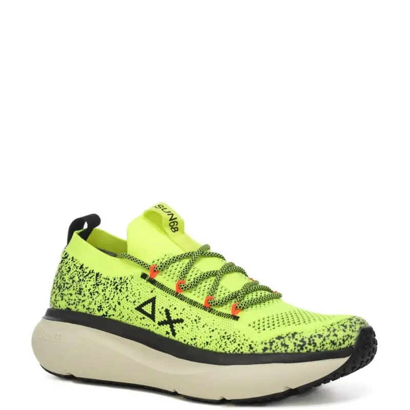 Sun68 sneakers running da uomo jupiter knit con maxi suola giallo fluo miniatura 2