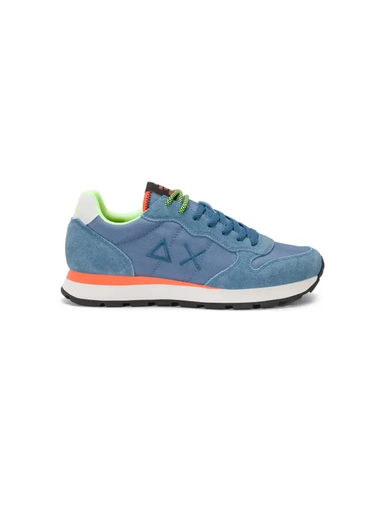 sneakers uomo tom fluo in nylon e suede celeste