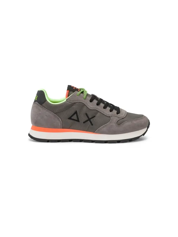 sneakers uomo tom fluo in nylon e suede grigio