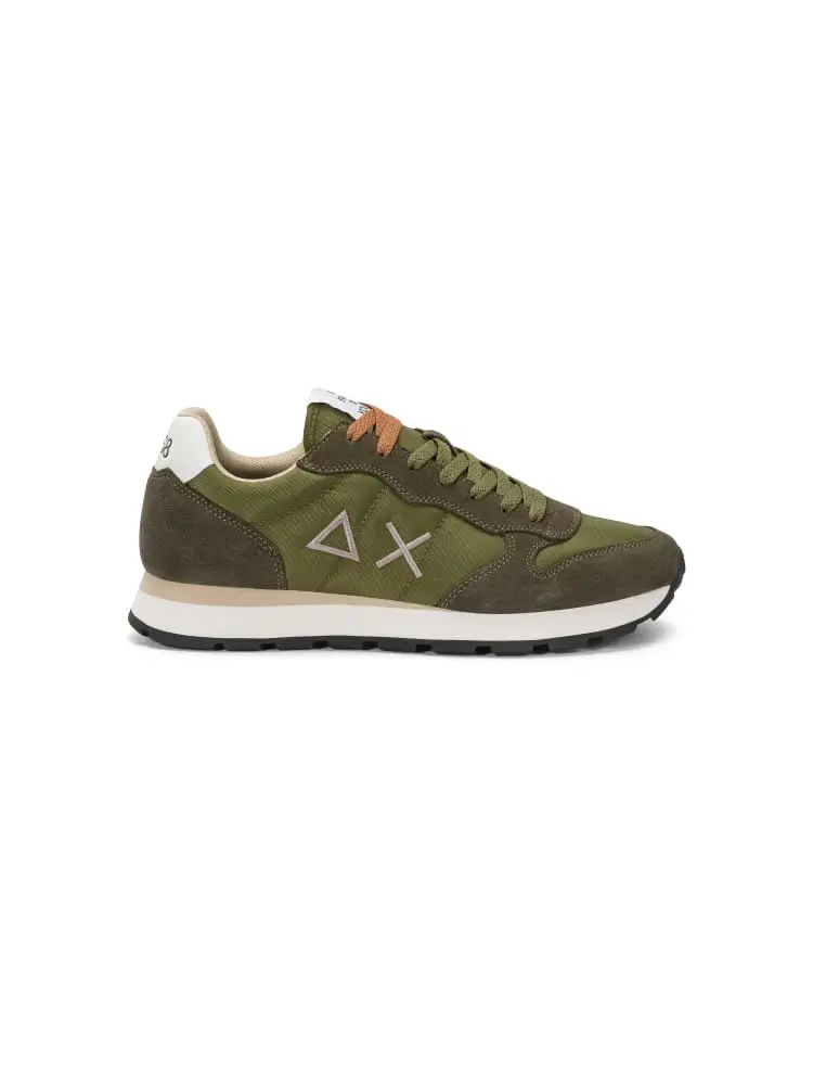 sneakers uomo tom in nylon e suede verde militare