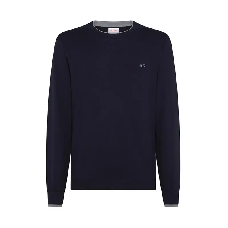 Sun 68 Maglia Maniche Lunghe Girocollo Doppio Collo Blu Uomo M