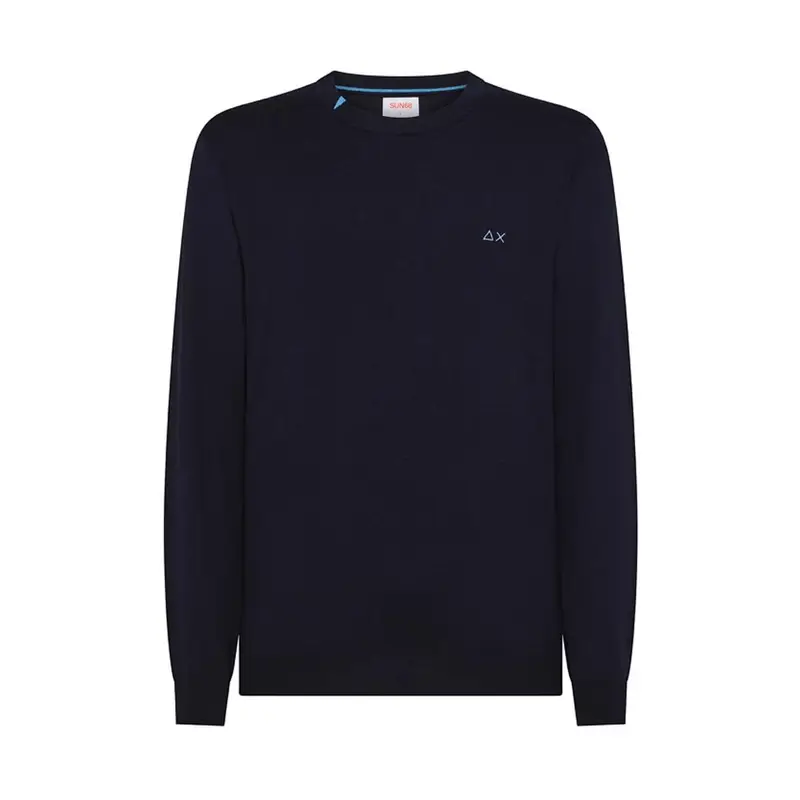 Sun 68 Maglia Maniche Lunghe Girocollo Logo Blu Uomo L