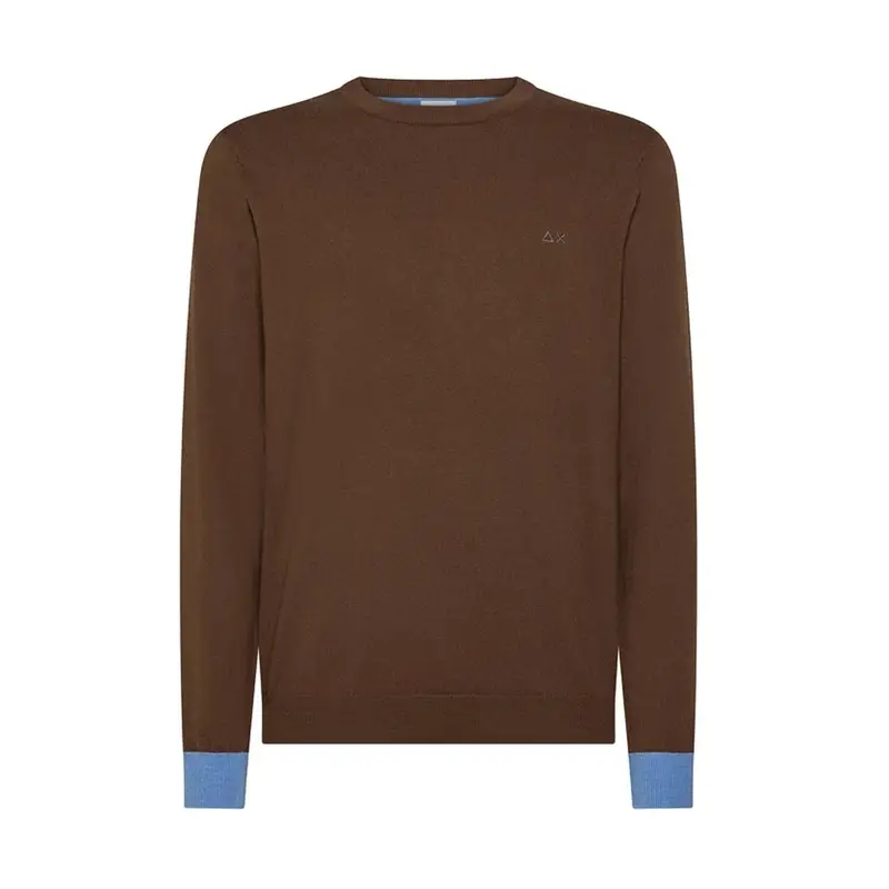 Sun 68 Maglia Maniche Lunghe Toppa Polsini Contrasto Marrone Uomo S