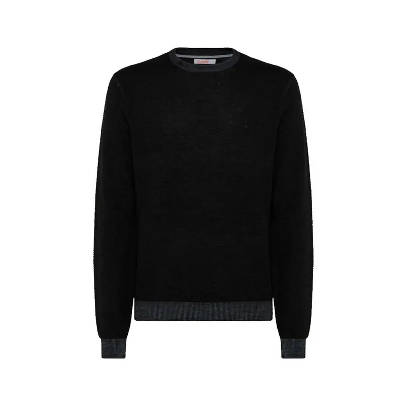 Sun 68 Maglione Girocollo Lana 100% Nero Uomo S