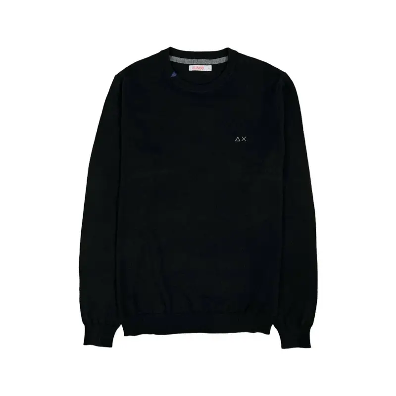 Sun 68 Maglione Girocollo Logo Piccolo Nero Uomo M