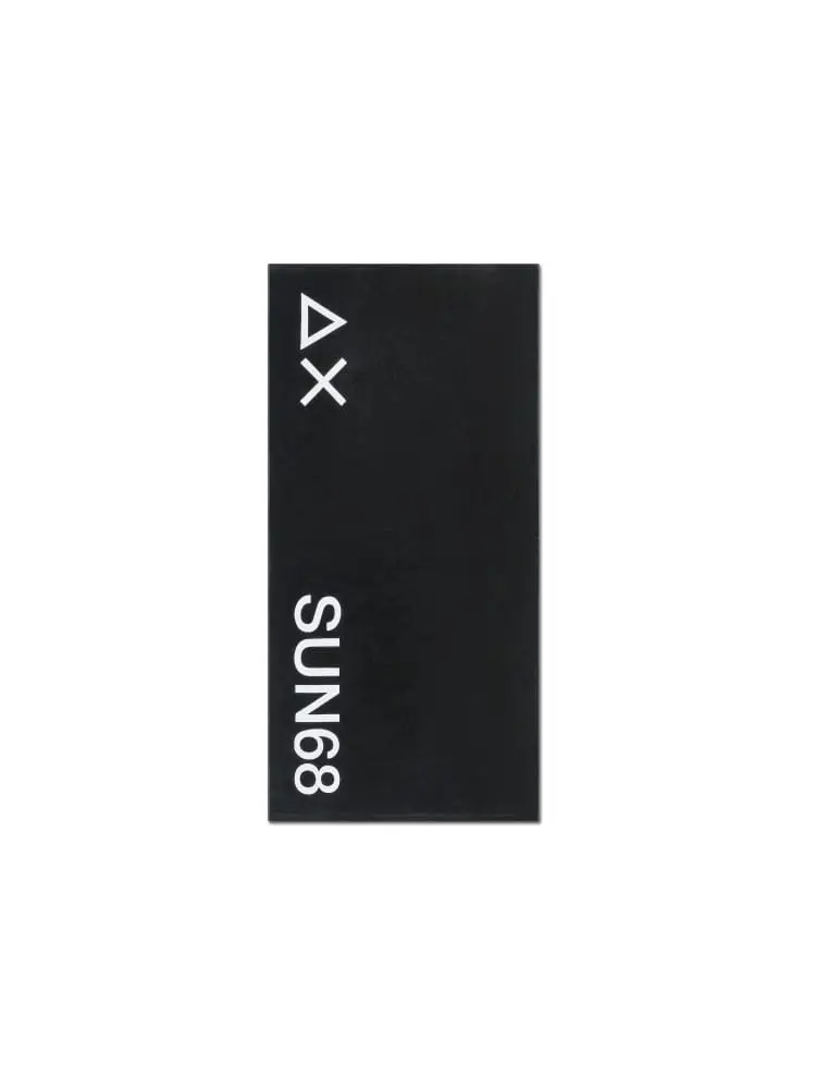 telo mare in spugna di cotone nero con logo