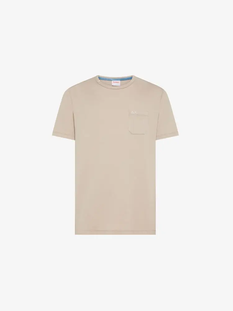tshirt beige uomo mini logo sul petto