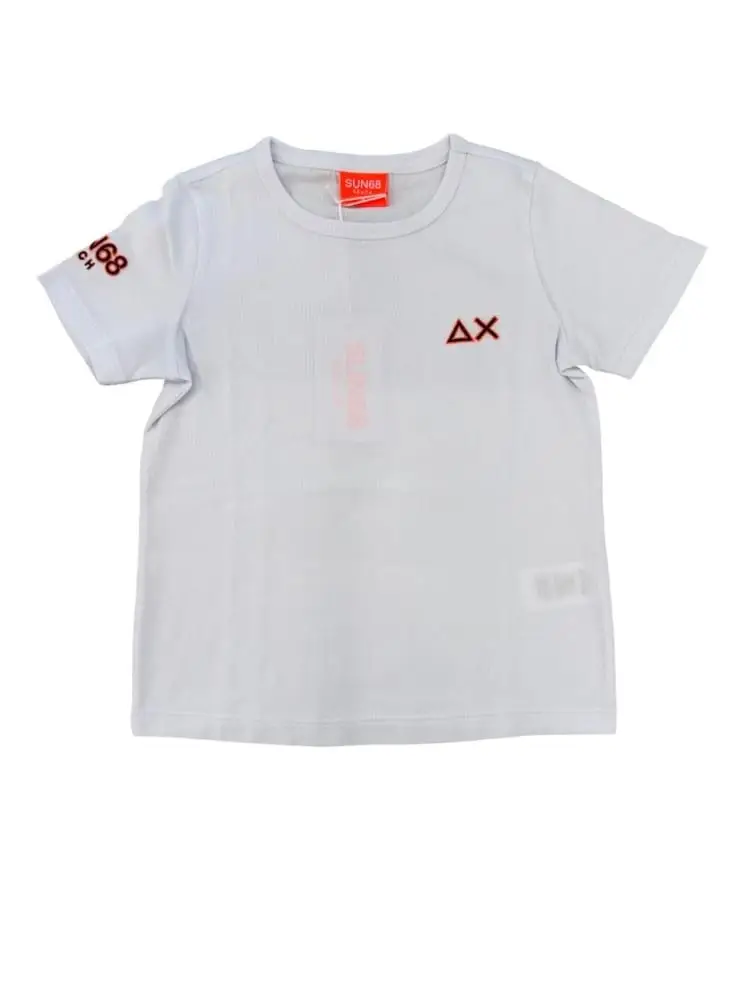 tshirt bianca bambino logo fluo