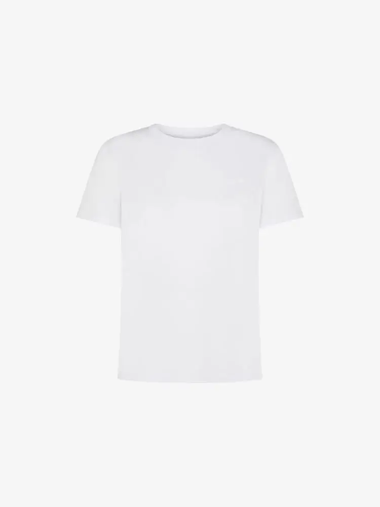 tshirt bianca donna logo con strass