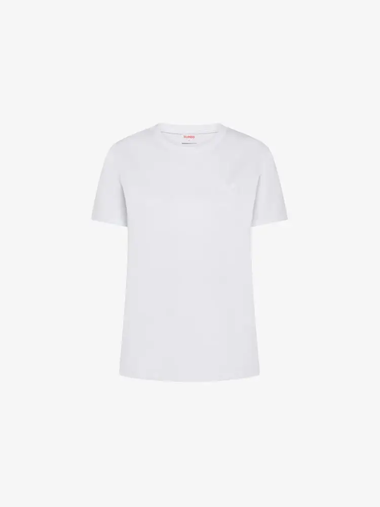 tshirt bianca donna logo con strass