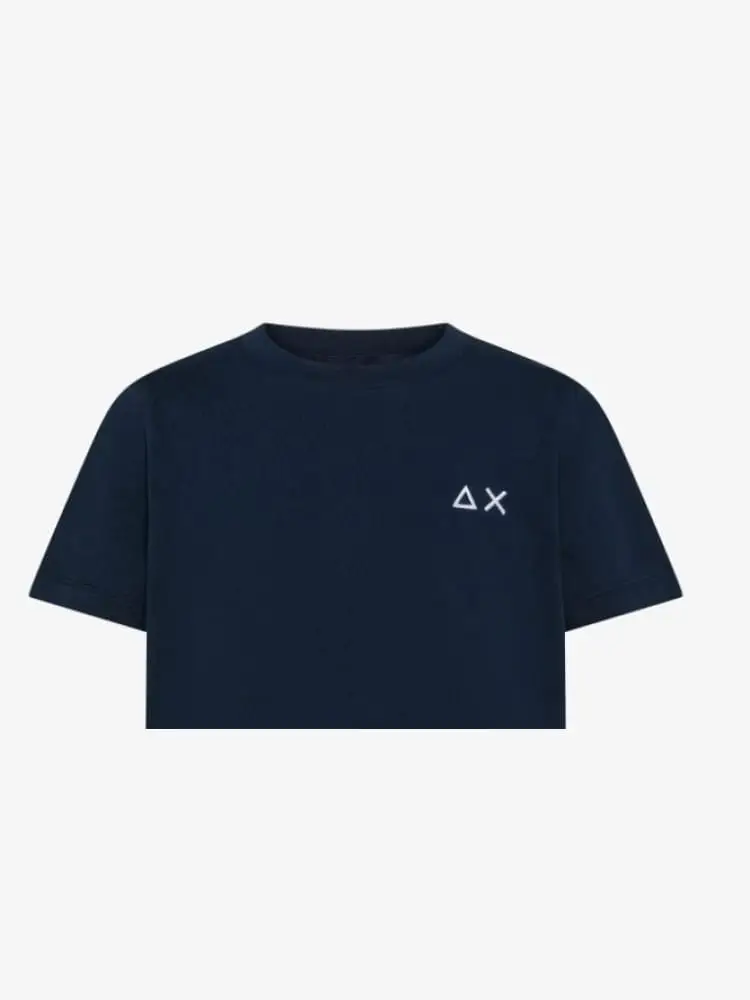 tshirt blu navy bambino logo sul petto miniatura 2