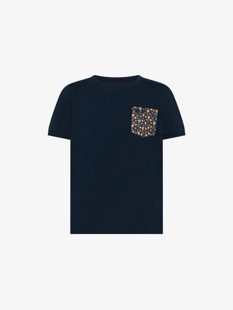 tshirt blu navy bambino logo sul petto