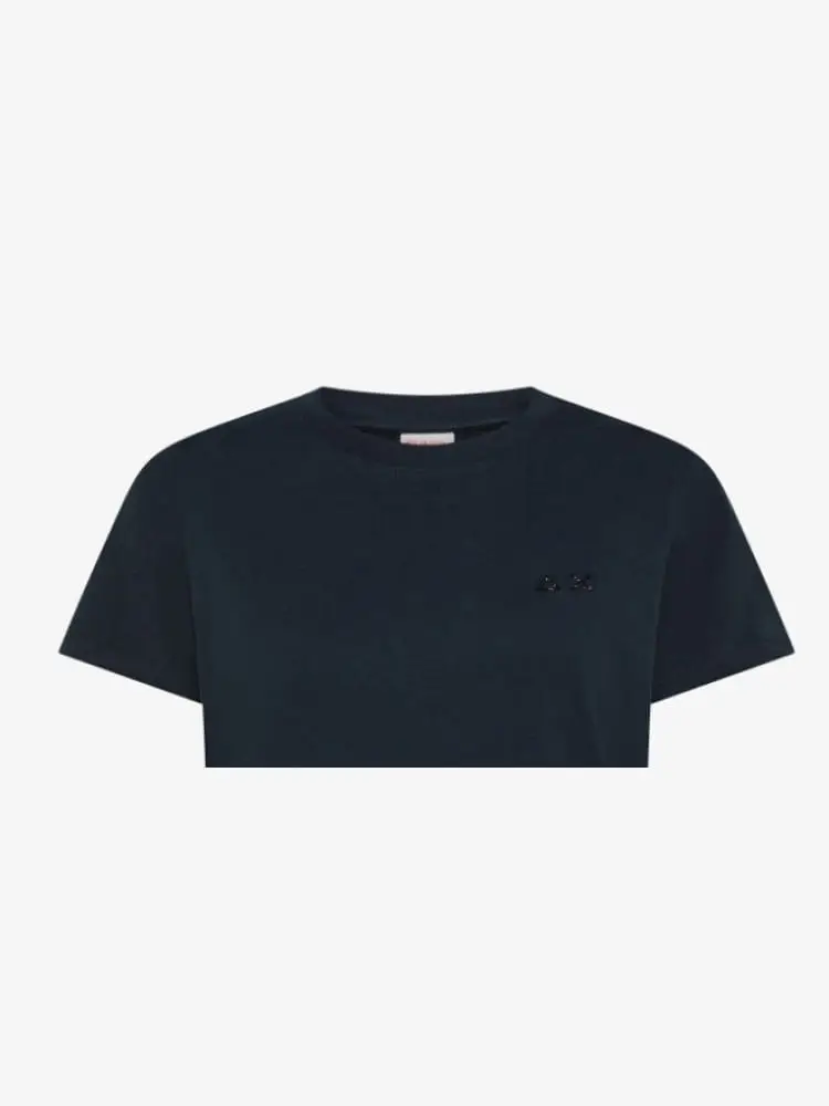 tshirt blu navy donna logo con strass miniatura 2