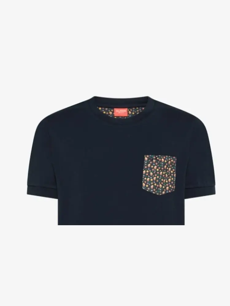 tshirt blu navy uomo dettagli multicolor miniatura 2