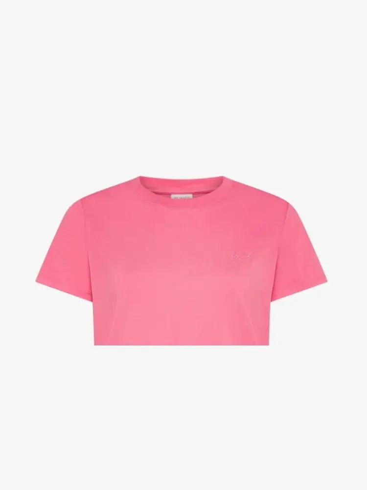tshirt fucsia donna logo con strass sul petto miniatura 2