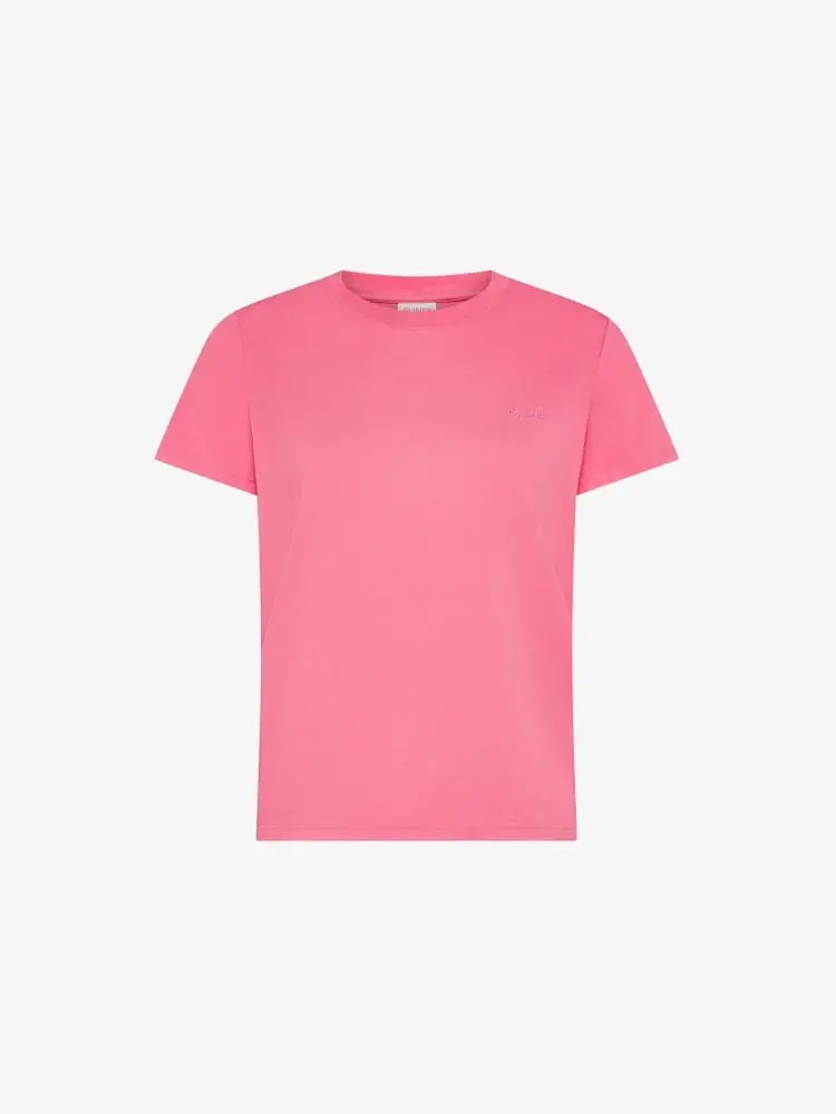 tshirt fucsia donna logo con strass sul petto